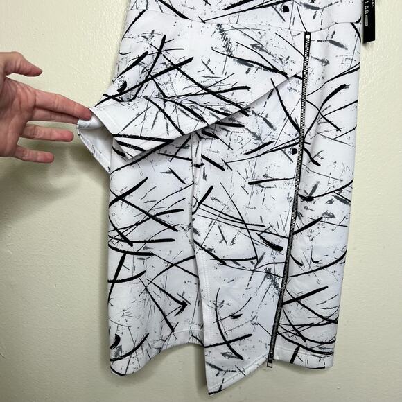 NEW Y Yigal x Design Lab Sheath Dress 2 XS Black White Mini Peplum High Neck - Picture 6 of 13